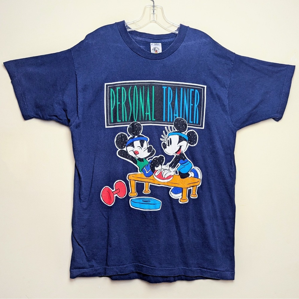 Vintage 90s Disney Mickey Minnie Personal Trainer Single Stitch Shirt XL